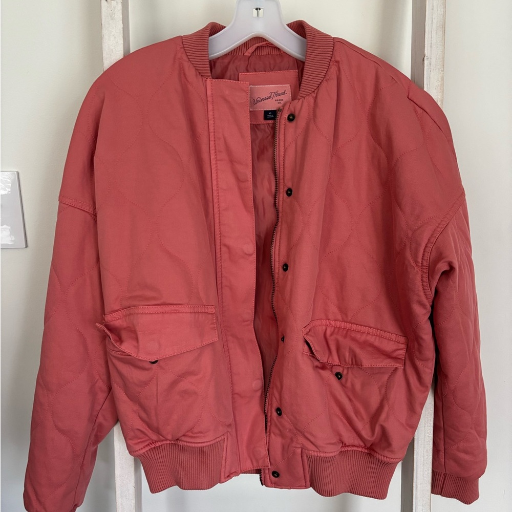 Universal Thread Quilted Jacket in Coral